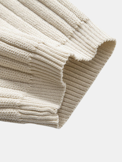 Ribbed Quarter Zip Knit Polo