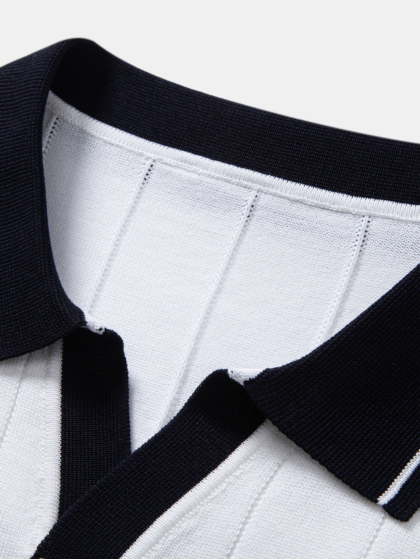 Contrast Trim Ribbed Johnny Collar Knit Polo
