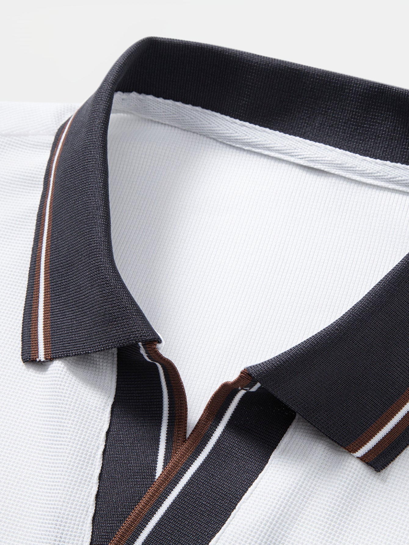 Contrast Trim Waffle Johnny Collar Polo
