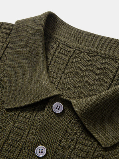 Geometric Jacquard Knit Polo