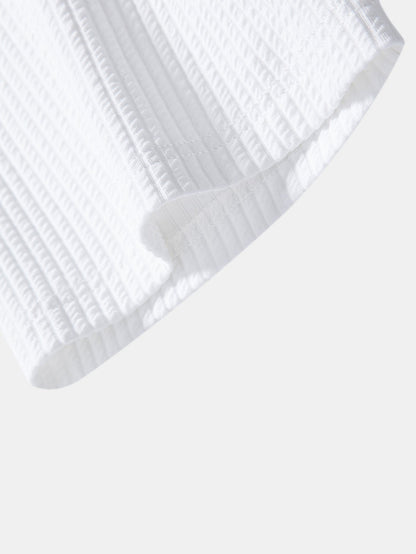 Contrast Ribbed Button Up Shirt