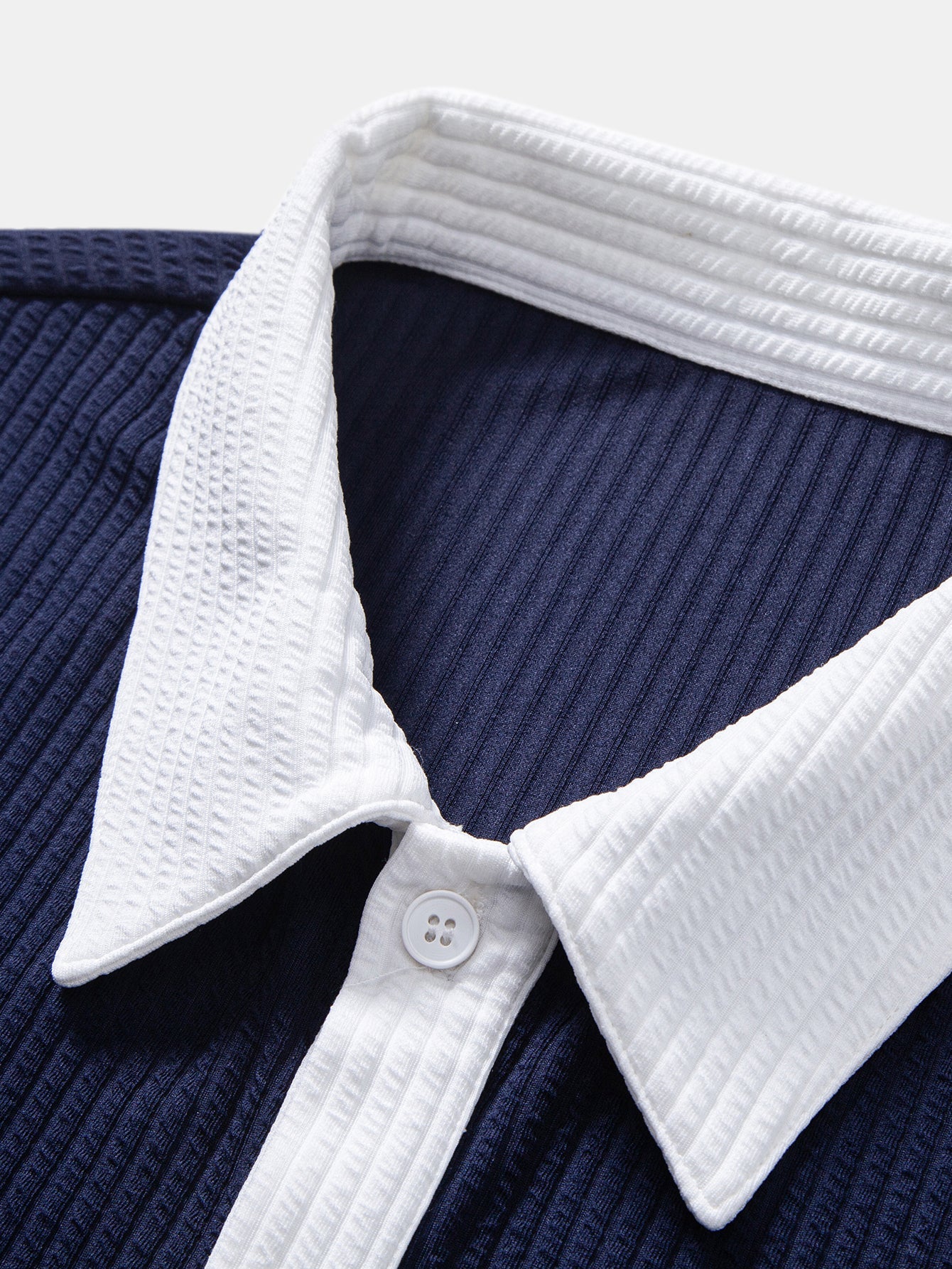 Contrast Ribbed Button Up Shirt