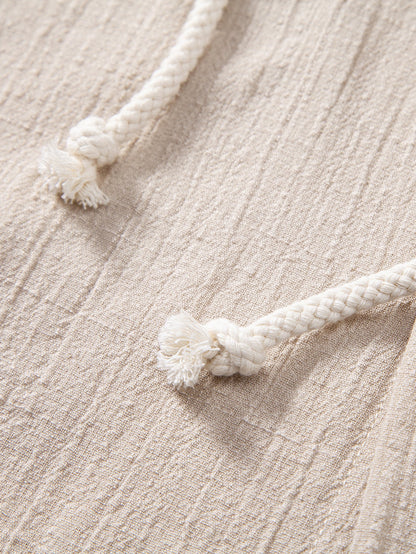 Linen Look Textured Hooded Shirt