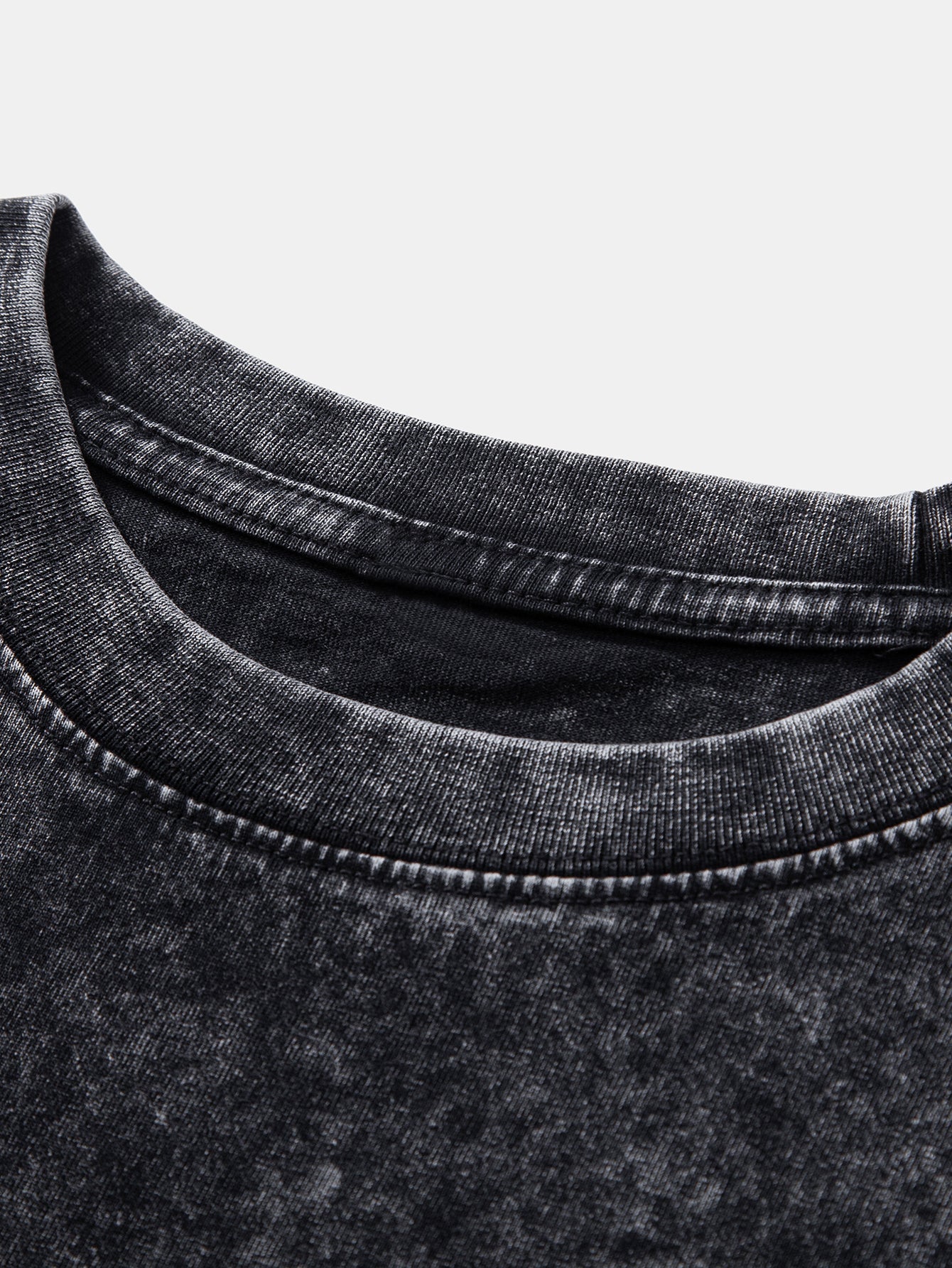 Relax Fit Long Sleeve Washed Distressed T-Shirt
