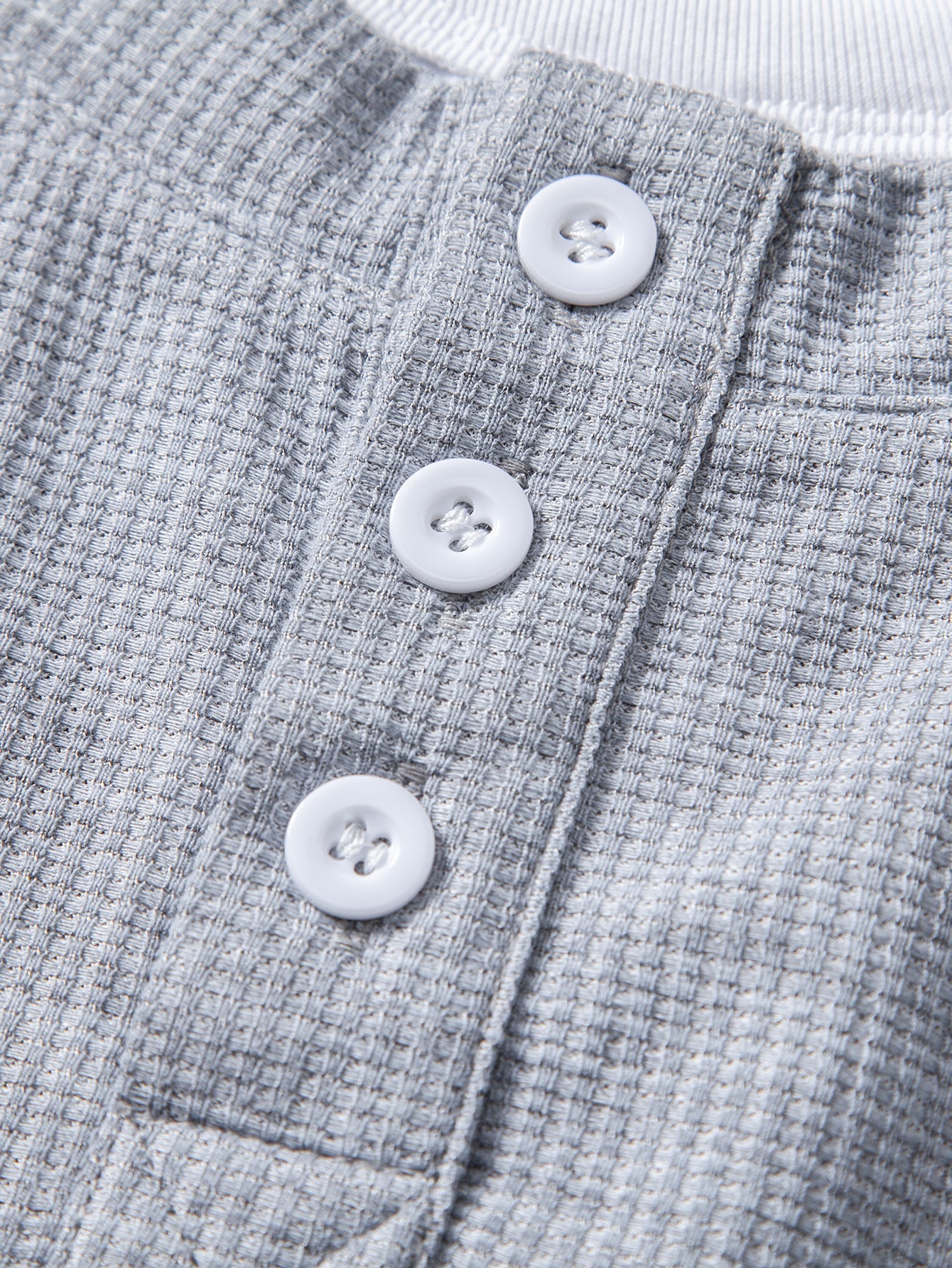 2 In 1 Henley Collar Waffle T-Shirt