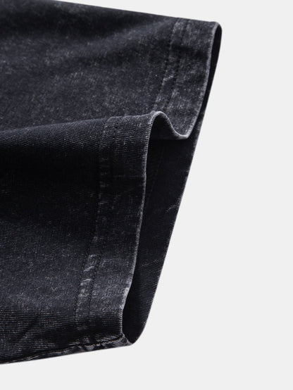 Basic Washed Distressed Drop Shoulder Oversize T-Shirt