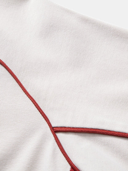 Contrast Piping V-Neck Raglan Sleeve T-Shirt
