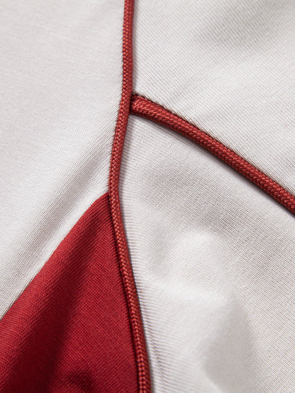 Contrast Piping V-Neck Raglan Sleeve T-Shirt