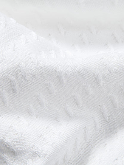 Contrast Trim Textured Johnny Collar Knit Polo