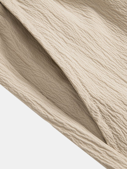 Crinkled Textured Drawstring Shorts