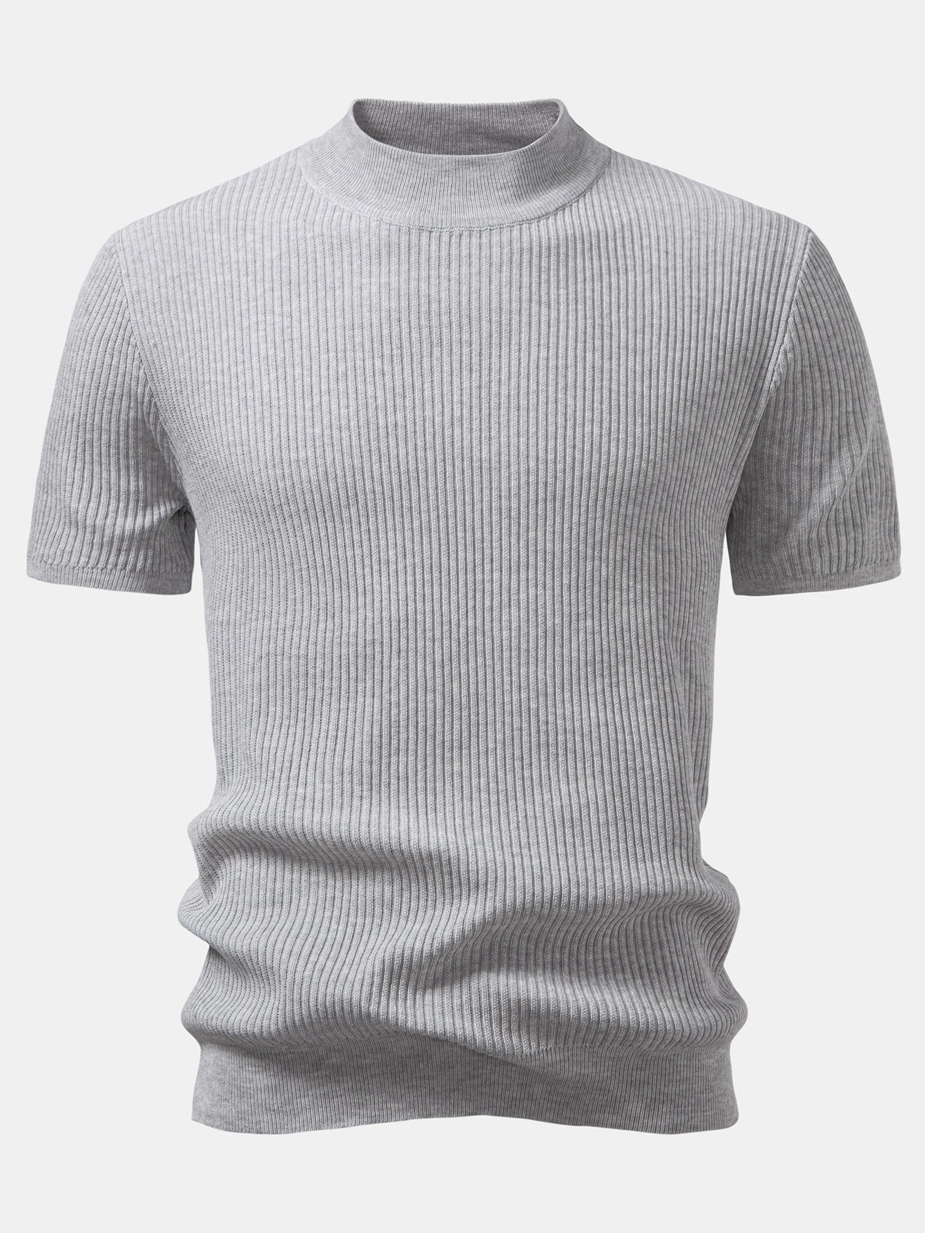 3 Pieces Ribbed Mock Neck Knit T-Shirt