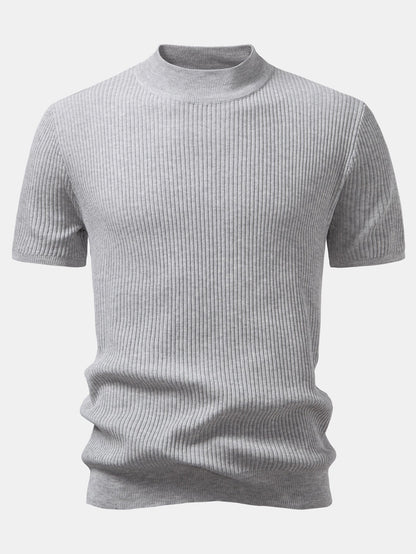 3 Pieces Ribbed Mock Neck Knit T-Shirt