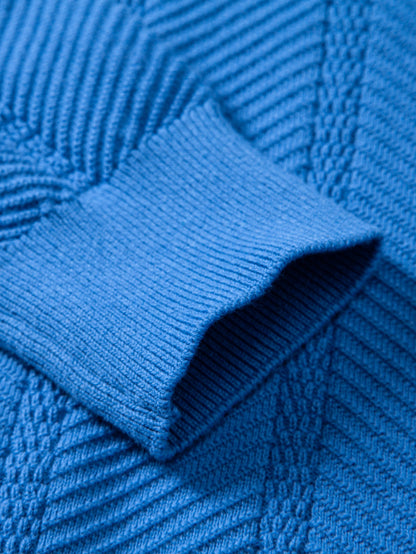 Long Sleeve Stripe V Neck Knit Polo Shirt