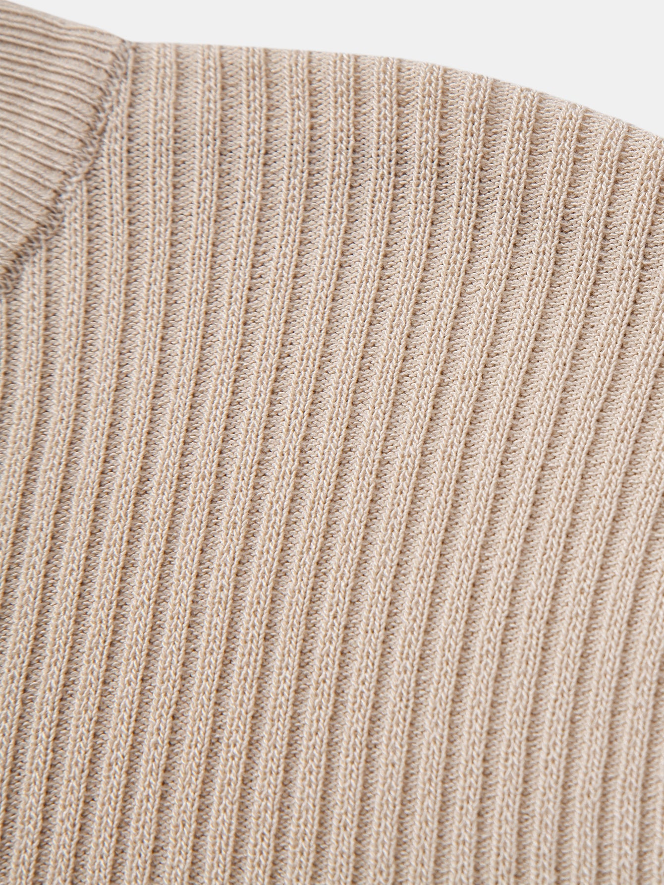 Ribbed Mock Neck Knitted Sweater T-Shirt