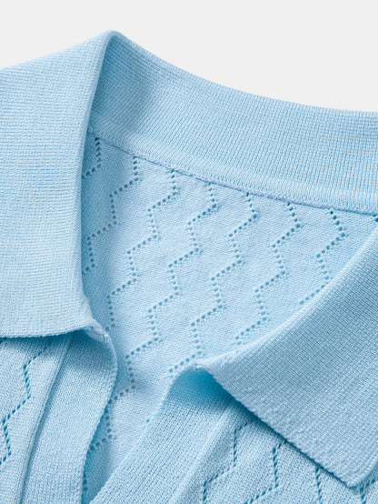 Zig Zag Open Knit  Polo