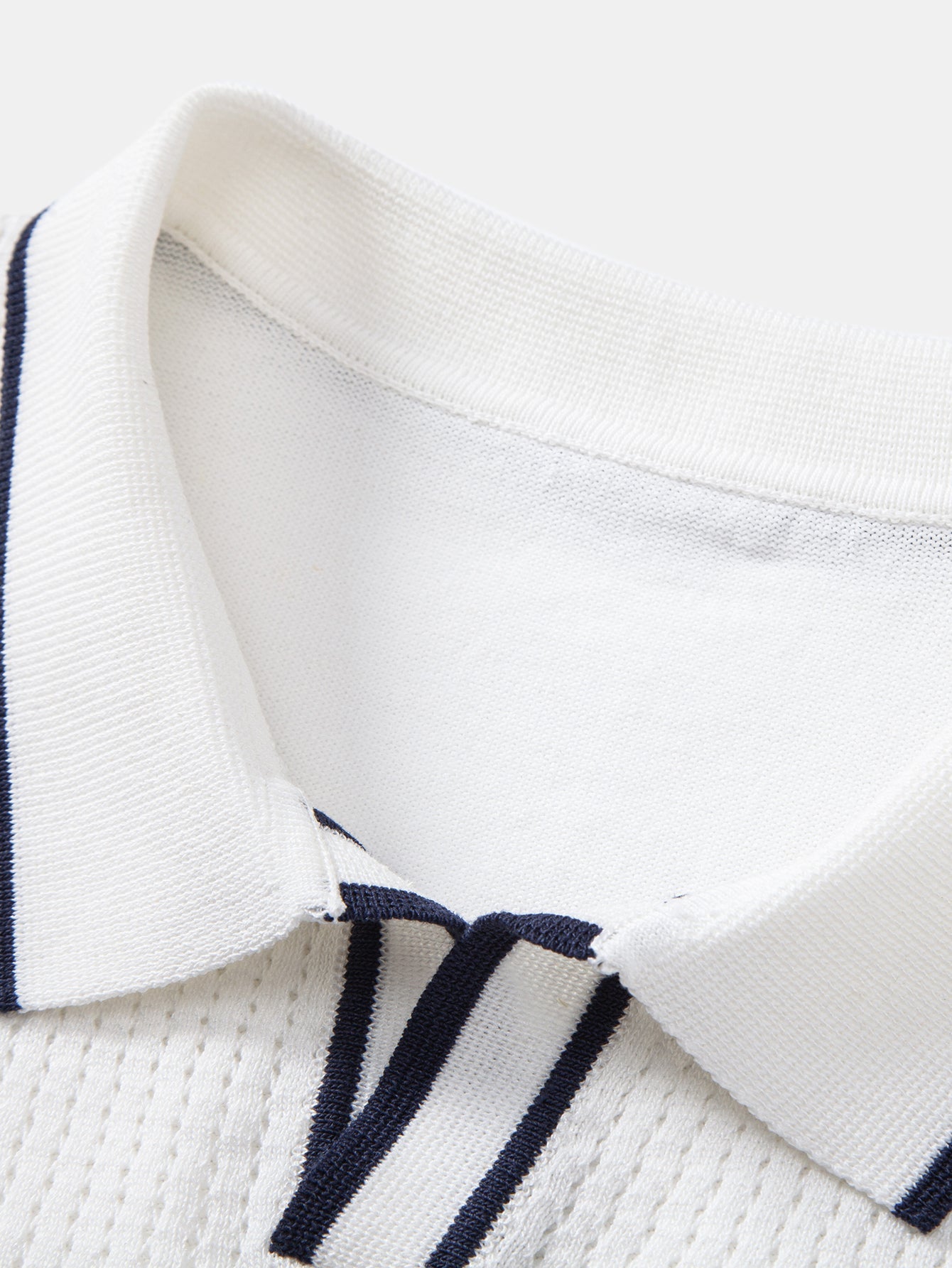 Contrast Stripe Trim Pocket Johnny Collar Knit Polo