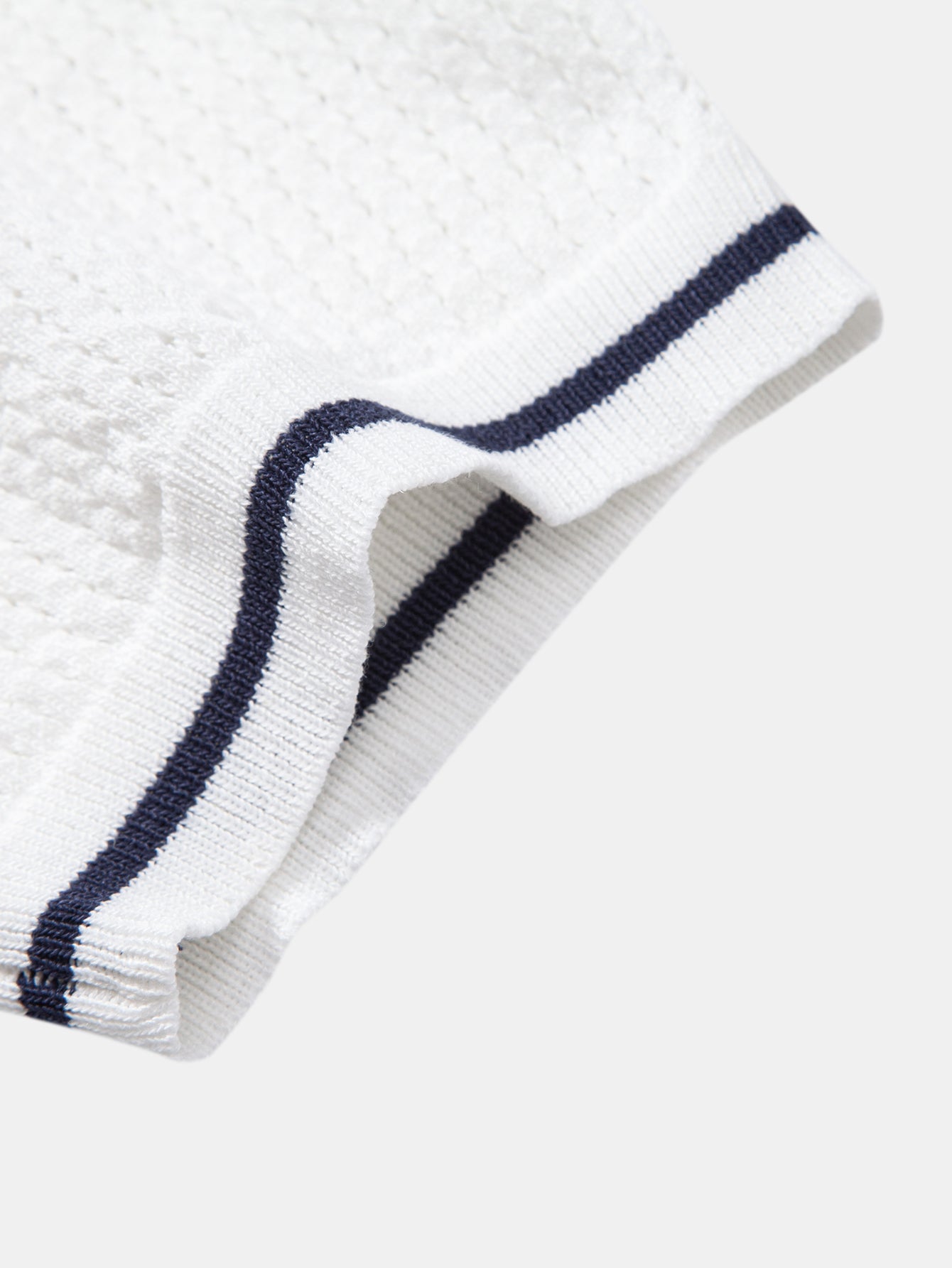 Contrast Stripe Trim Pocket Johnny Collar Knit Polo