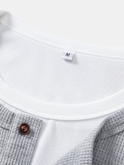 2 In 1 Waffle Henley Shirt