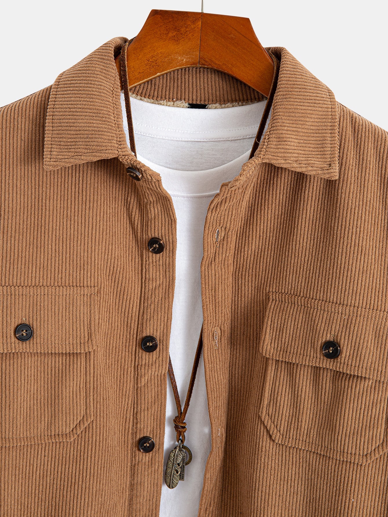 Teddy Lined Corduroy Button Up Overshirt