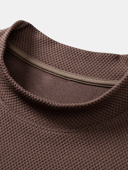 Textured Mock Neck T-Shirt