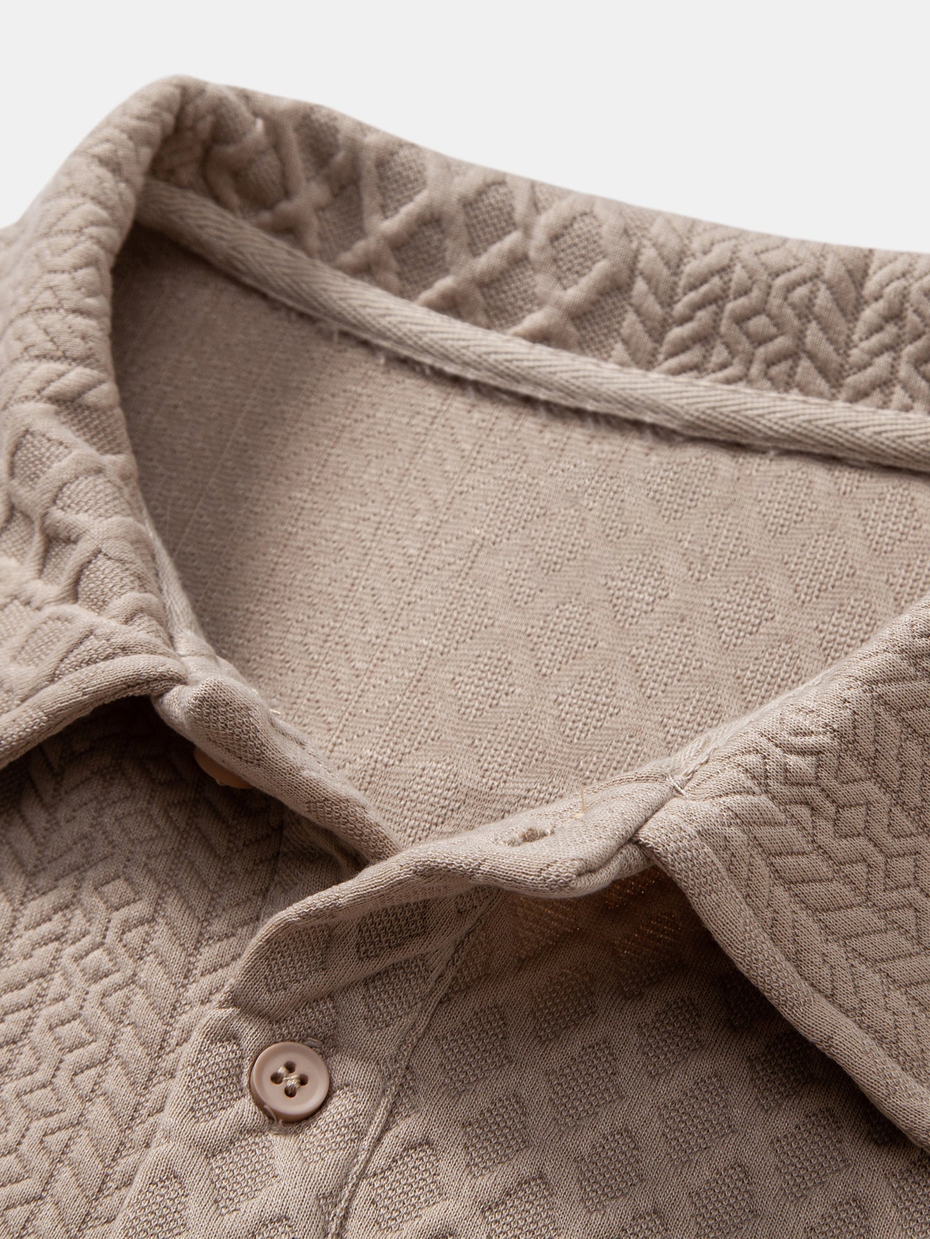 Long Sleeve Geometric Jacquard Polo Shirt