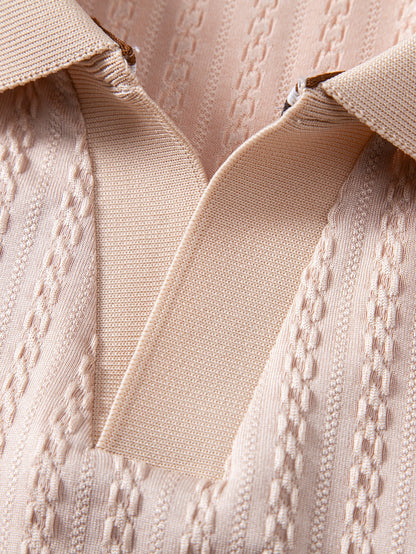 Contrast Trim Textured Knit Polo