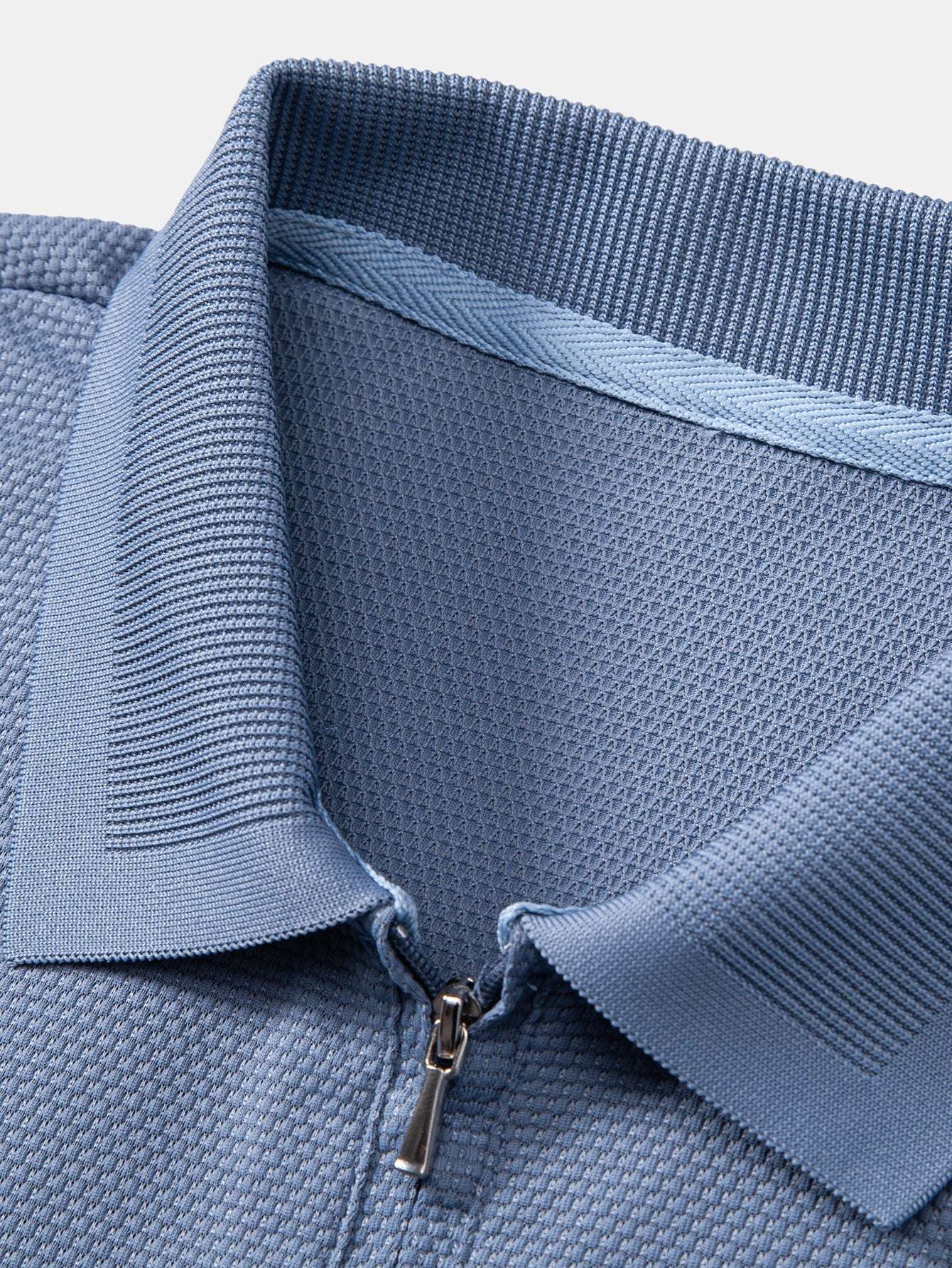 Pineapple Textured Zipper Polo