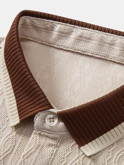 Contrast Trim Textured Knit Polo
