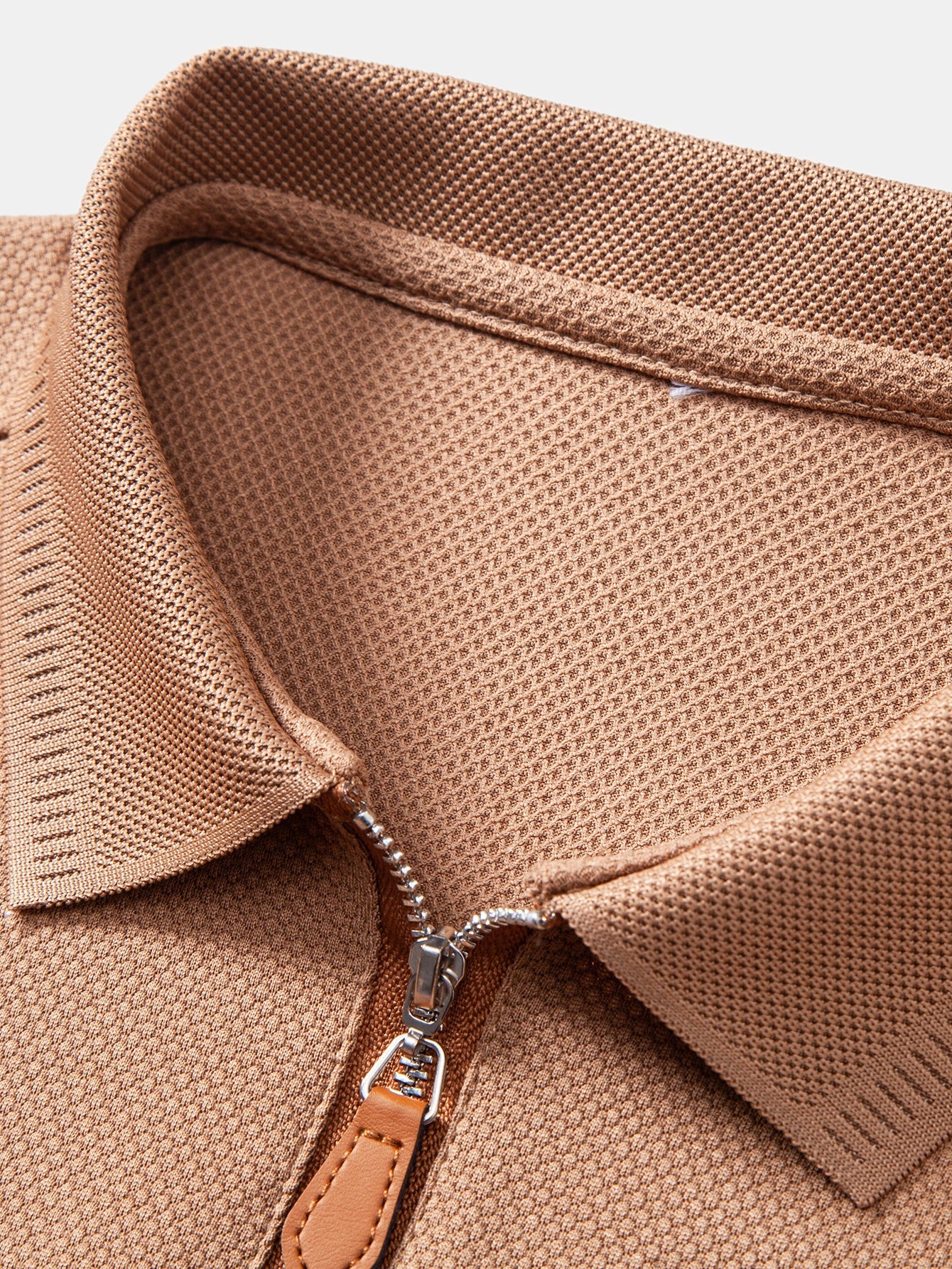Textured Zipper Polo