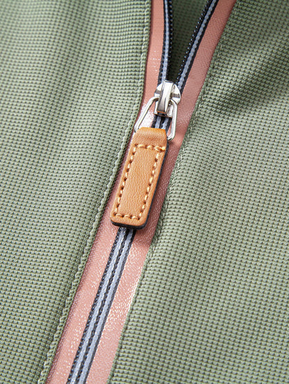 Textured Zipper Polo