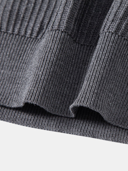 Contrast Trim Waffle Johnny Collar Knit Polo
