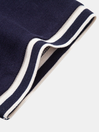 Contrast Trim Zipper Polo