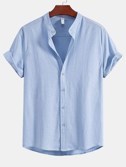 Stand Collar Linen Shirt