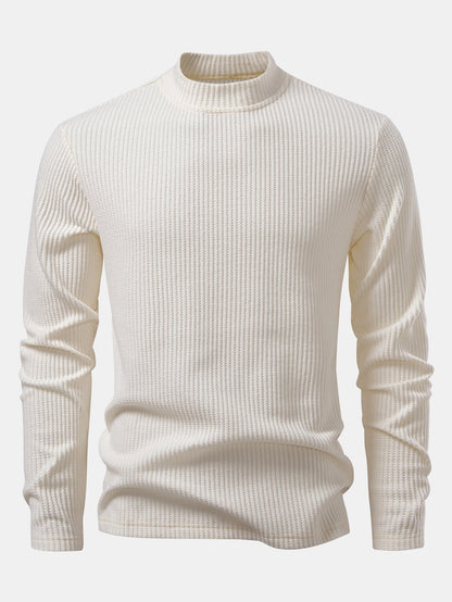 3 Pieces Long Sleeve Waffle Mock Neck T-Shirt
