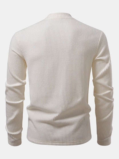 3 Pieces Long Sleeve Waffle Mock Neck T-Shirt