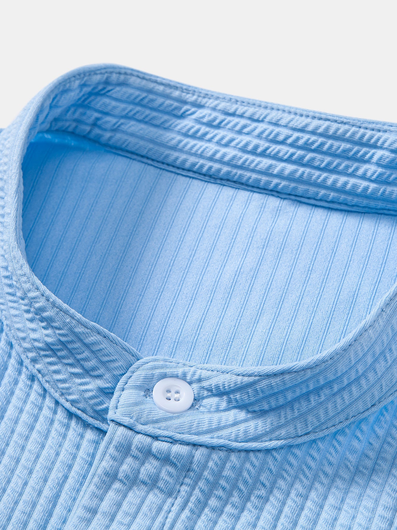 Long Sleeve Muscle Fit Ribbed Stand Collar Shirt