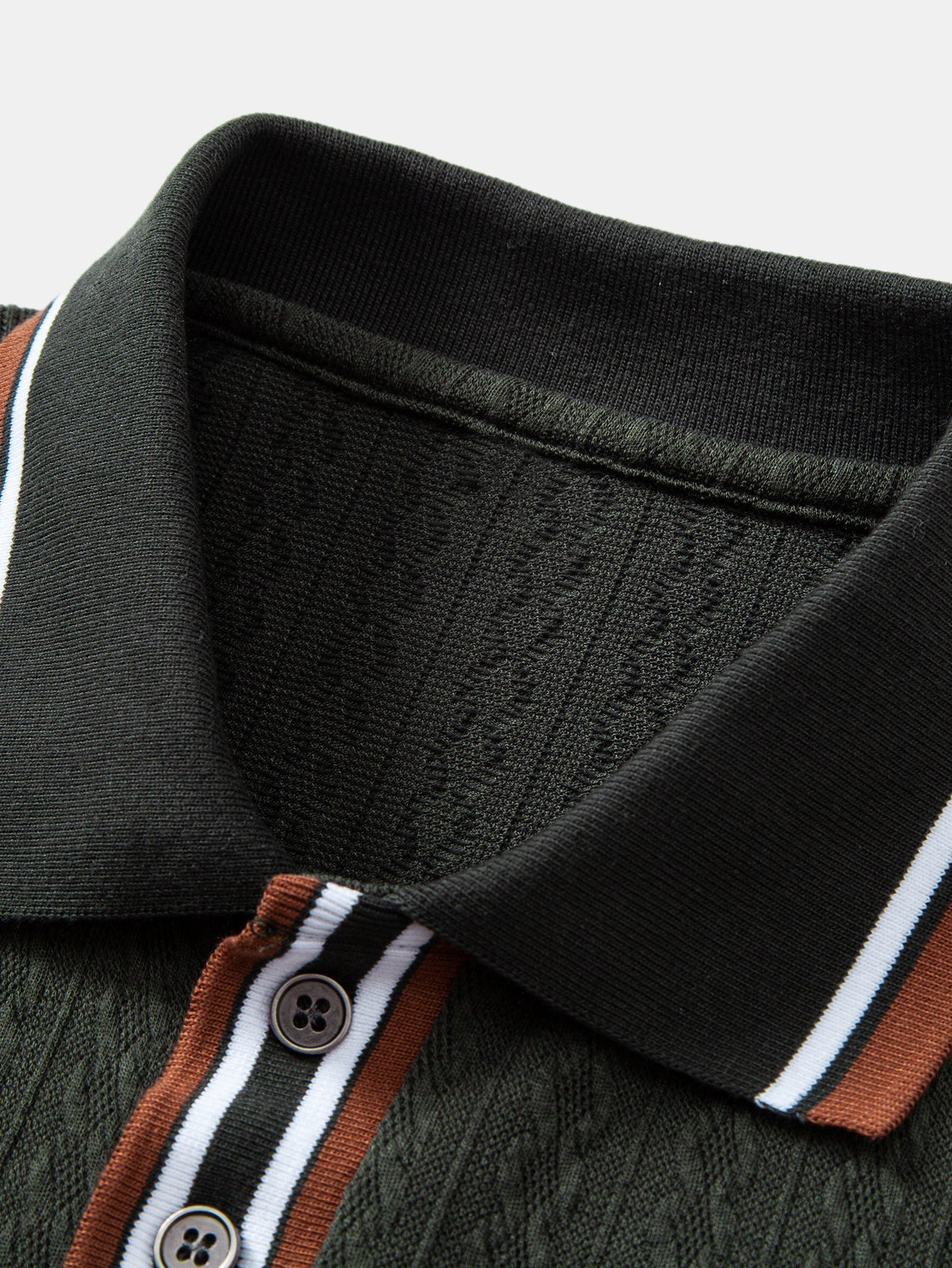 Long Sleeve Twist Jacquard Polo Shirt