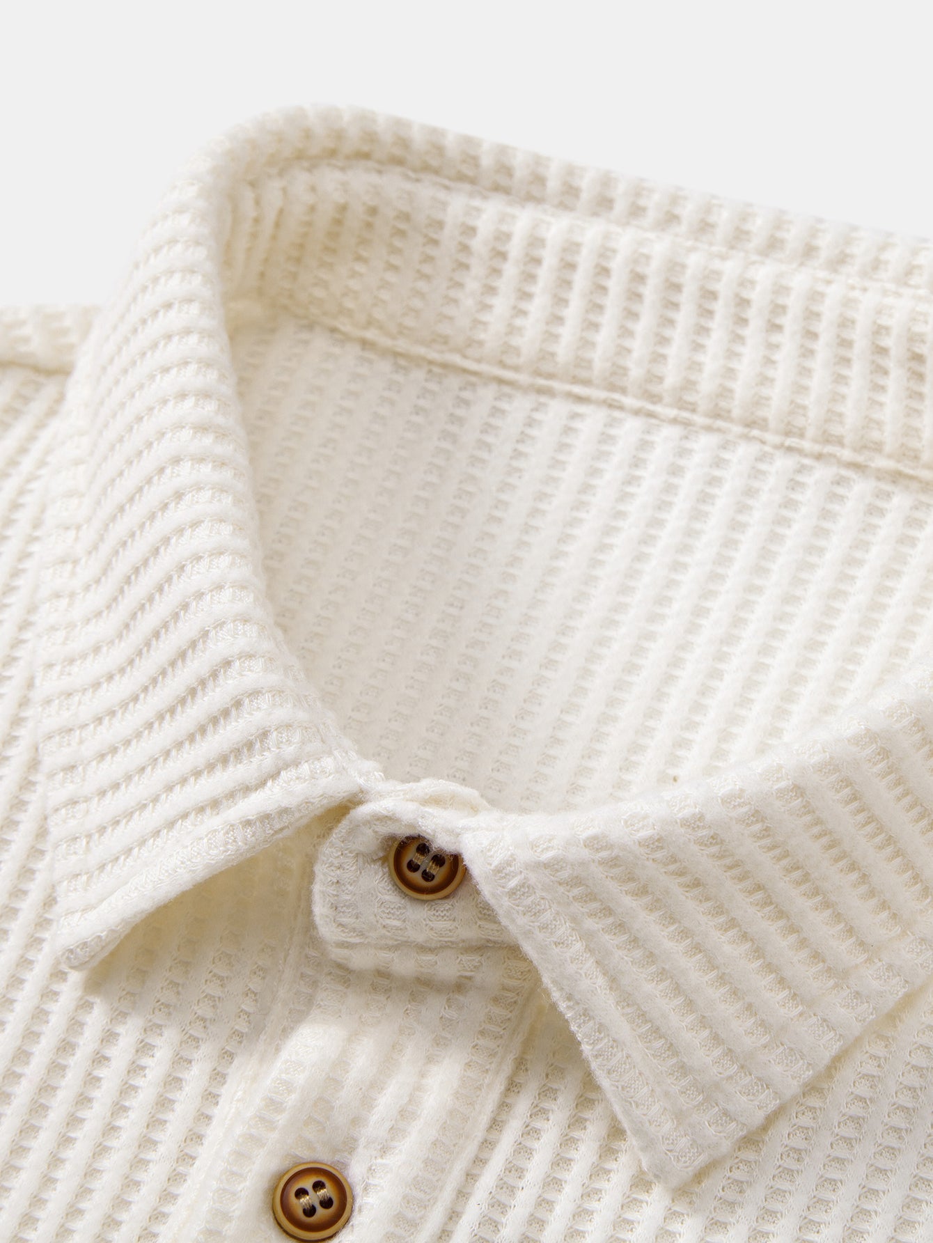 Long Sleeved Knitted Waffle Polo Shirt