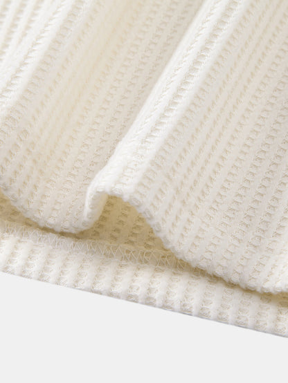Long Sleeved Knitted Waffle Polo Shirt
