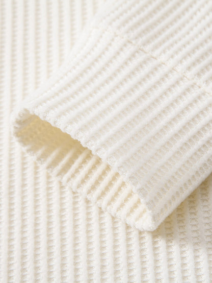 Long Sleeved Knitted Waffle Polo Shirt