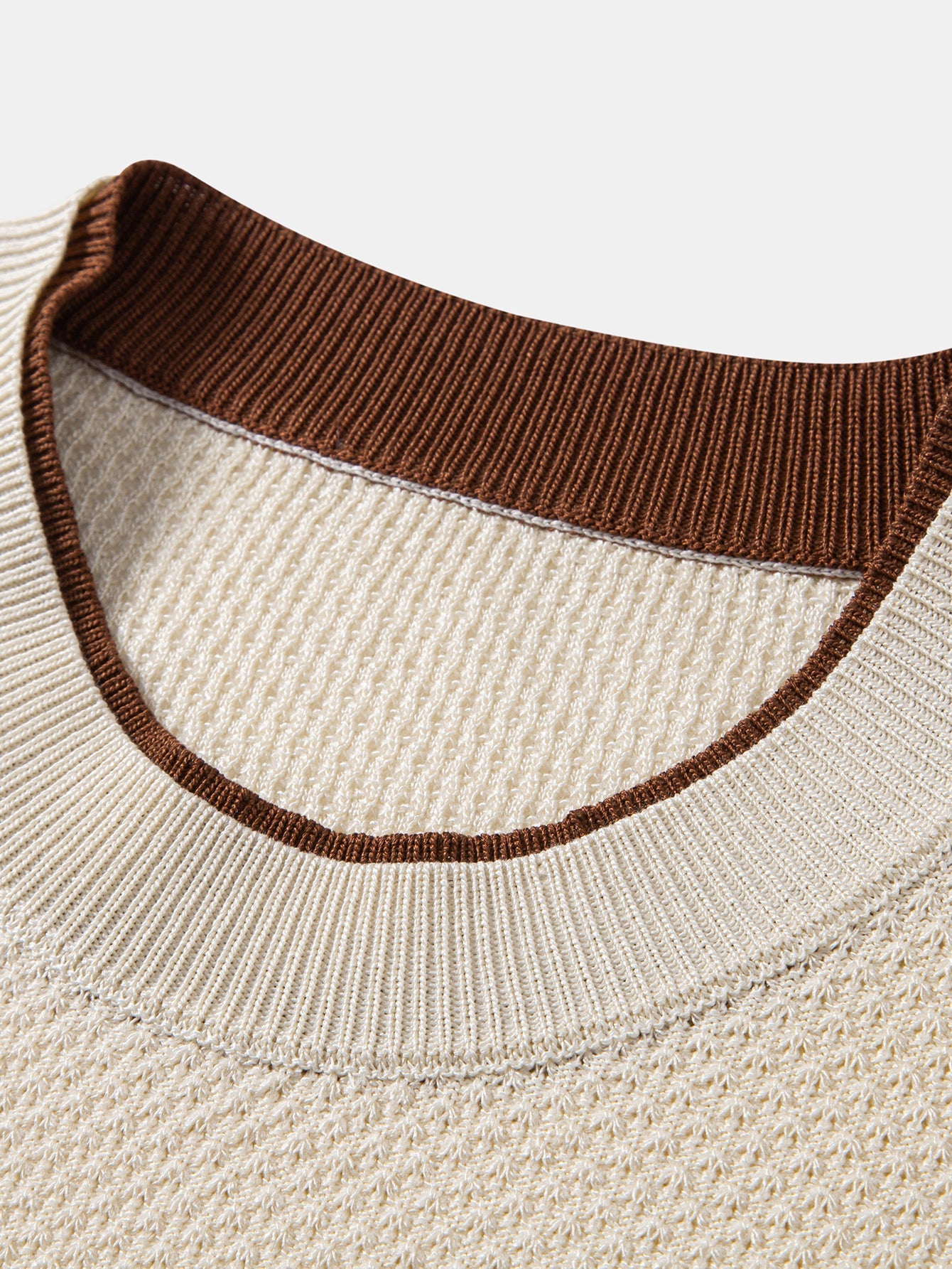 Contrast Trim Textured Knit T-Shirt