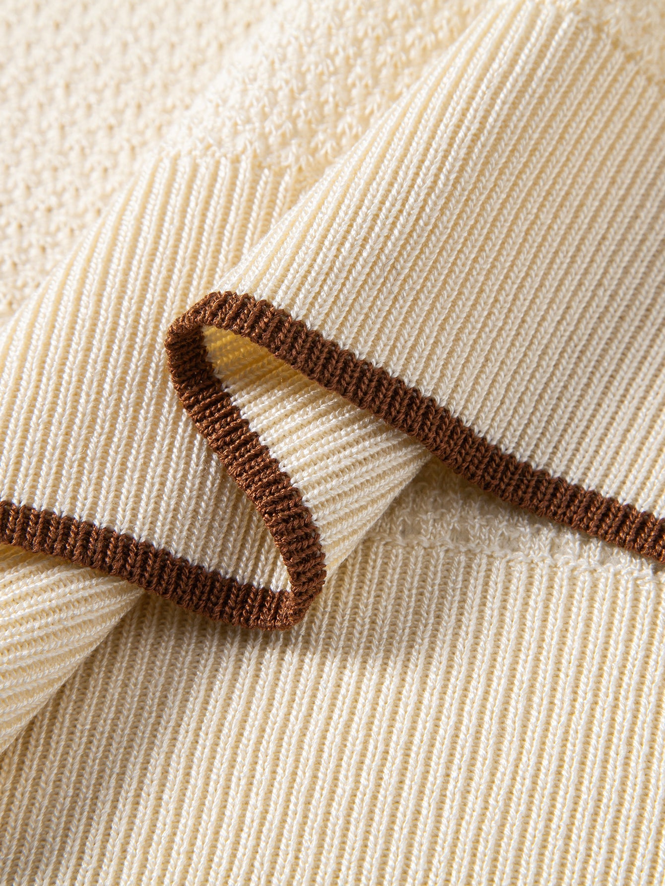 Contrast Trim Textured Knit T-Shirt