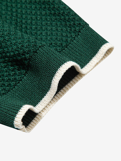 Contrast Trim Textured Knit T-Shirt