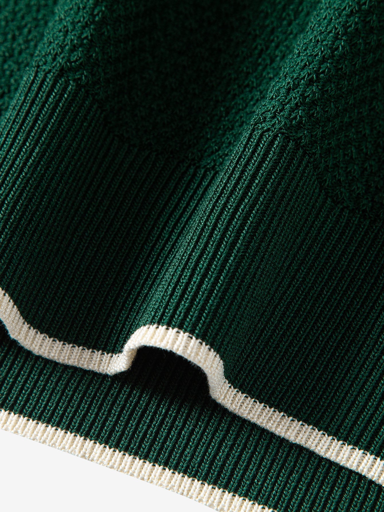 Contrast Trim Textured Knit T-Shirt