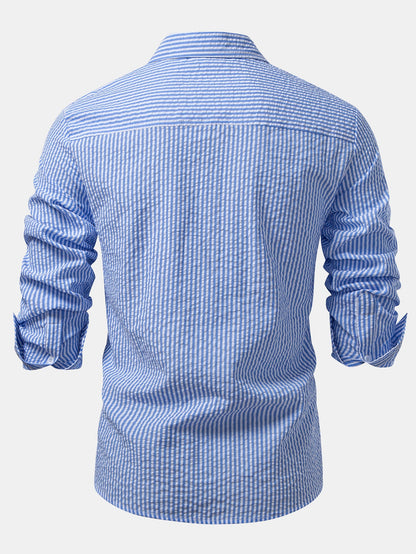 Seersucker Striped Button Up Shirt