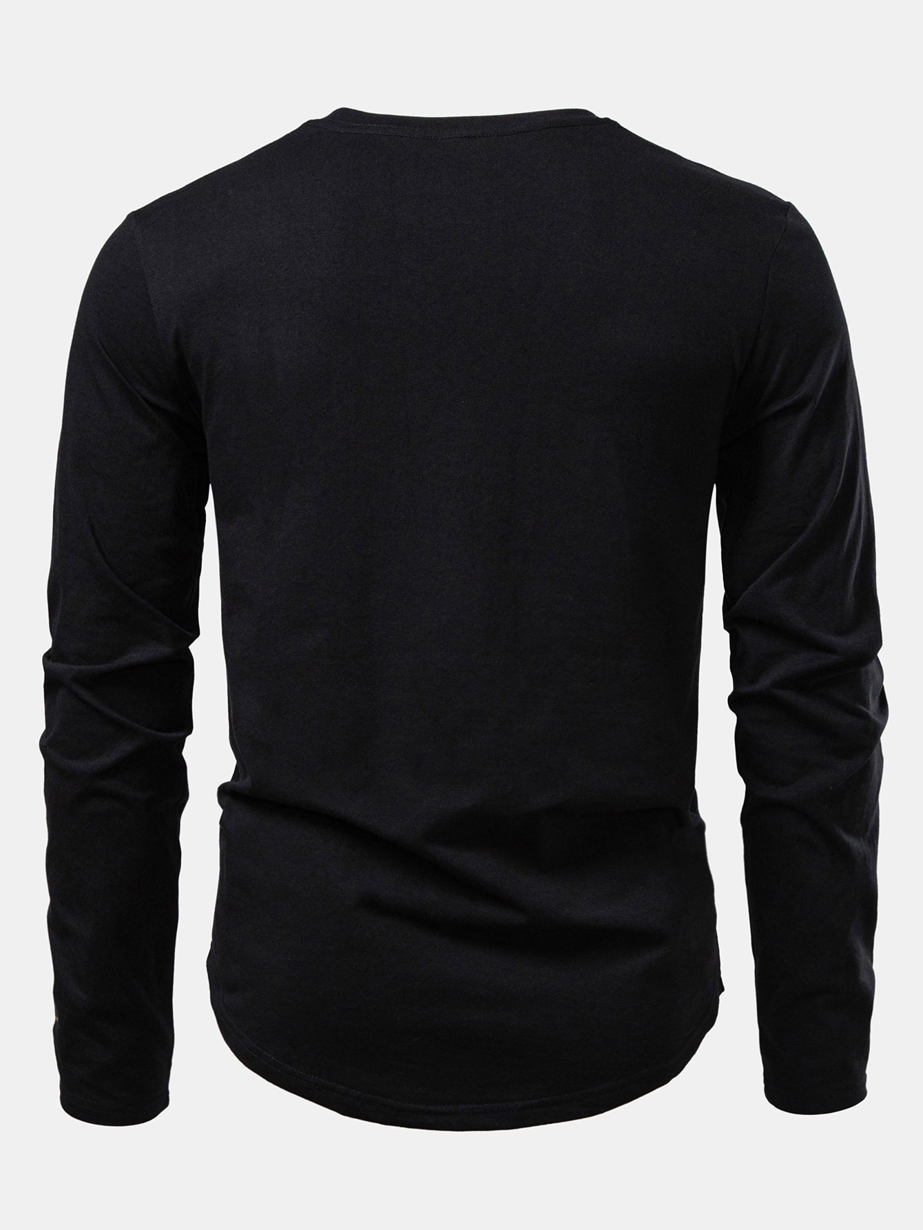 Men Print Cotton Arc Hem T-Shirt