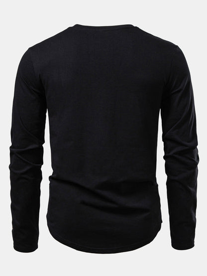 Men Print Cotton Arc Hem T-Shirt
