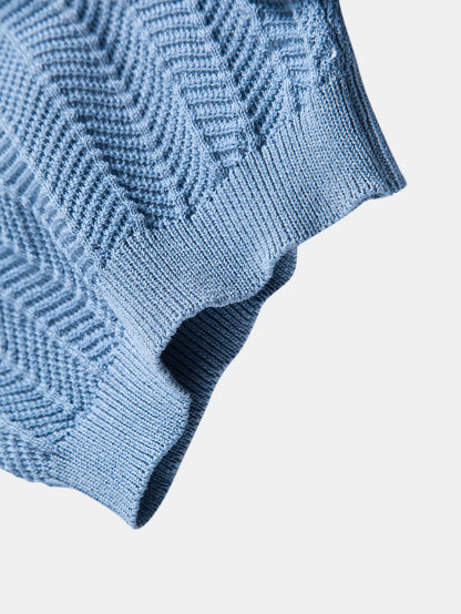 Contrast Textured Knit Polo