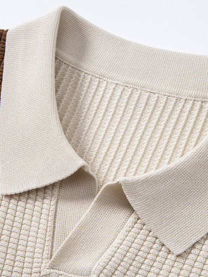 Stripe Johnny Collar Knit Polo