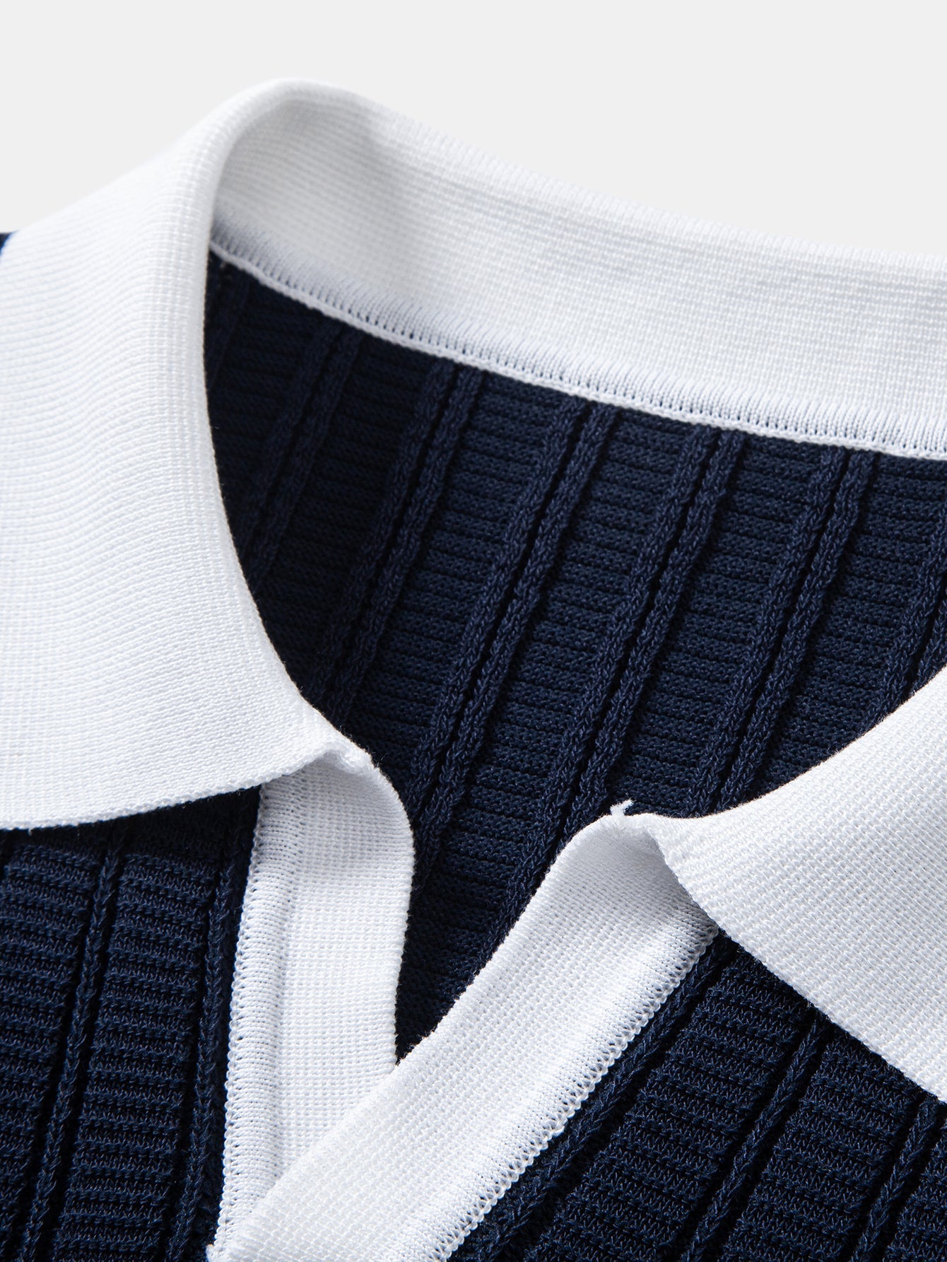 Contrast Textured Johnny Collar Knit Polo